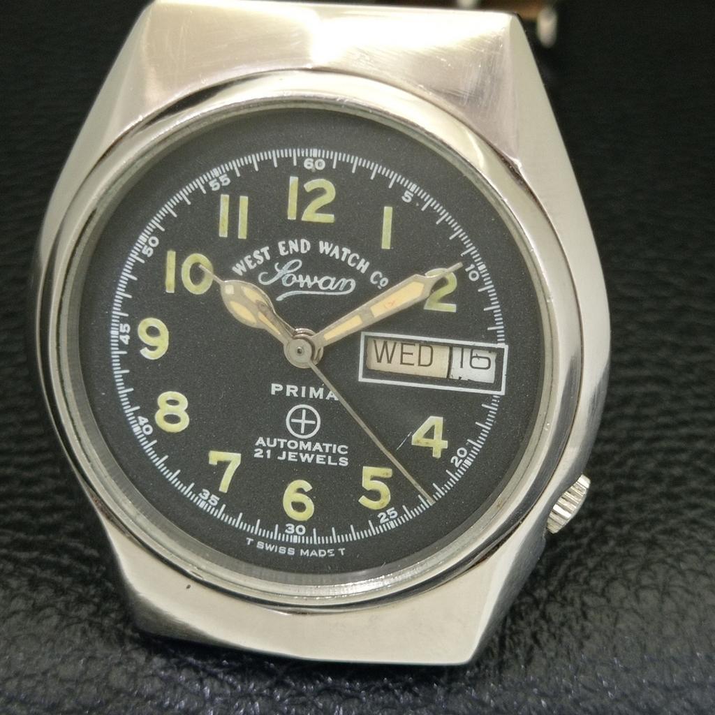 VINTAGE WEST END WATCH CO AUTOMATIC SWISS MENS BLACK COLOR DIAL WATCH a700150-5 R201-a700150