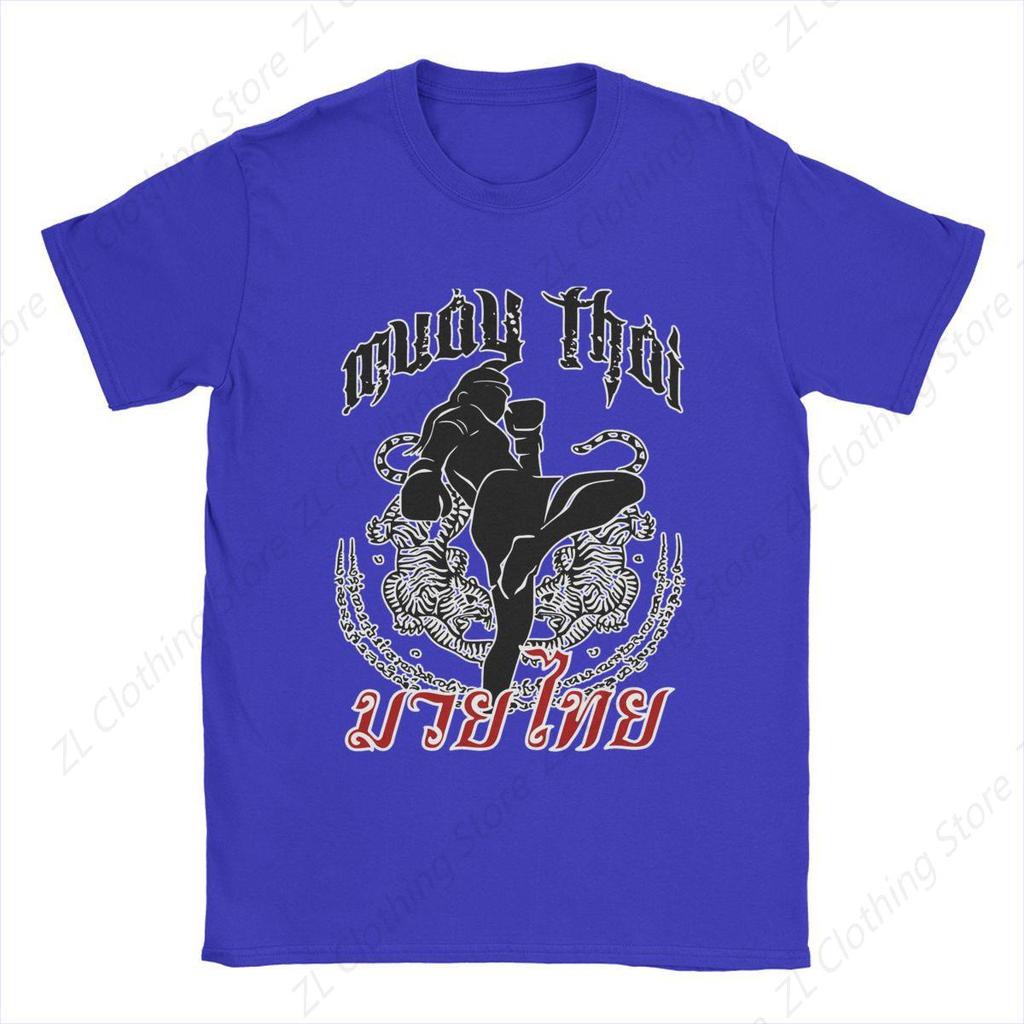 Muay Thai Tiger Jiu-jitsu T-Shirt Men Brazilian Boxing Fighter Vintage 100% Cotton Tees Short Sleeve T Shirts Plus Size Clothing