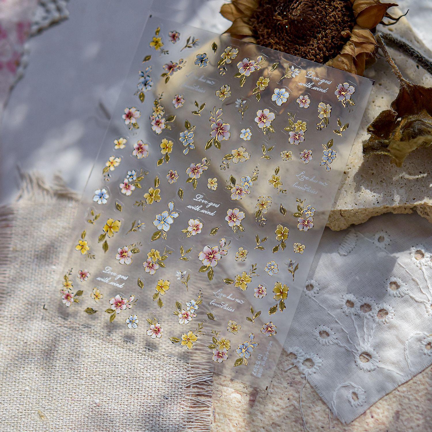 Ретро-стикеры для нейл-арта с цветами Tomoni: Высококачественные металлические изделия для Европы и Америки