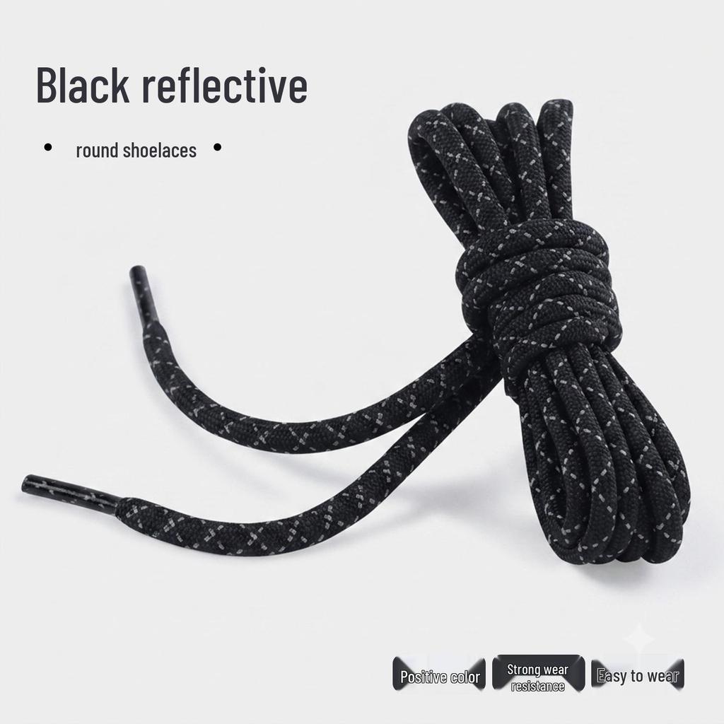 Lacets de chaussures ronds épais à pois diagonaux noirs et blancs pour la randonnée/course à pied
