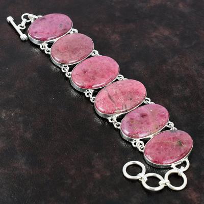 Rhodonite Bracelet Real Gemstone Jewelry 925 Sterling Silver Bracelet Handmade Adjustable Chain Bracelet Gift For Him Latest Design Bracelet