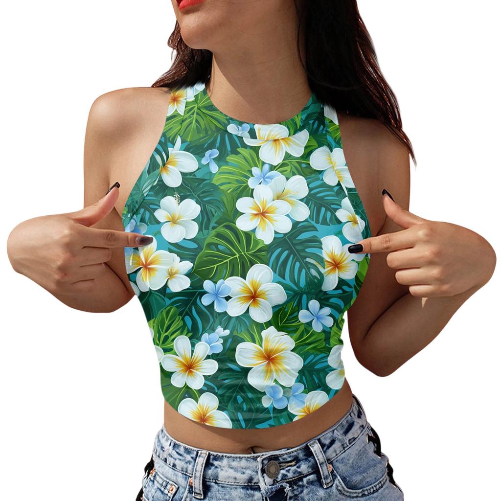 Women's Fashion Hawaii Print Sleeveless Base Tank Top