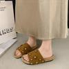 Fashion 2025 New Flower Women Slippers Flats Shoes Walking Dress Women Sandals Summer Retro Flip Flops Designer Fashion Shoes