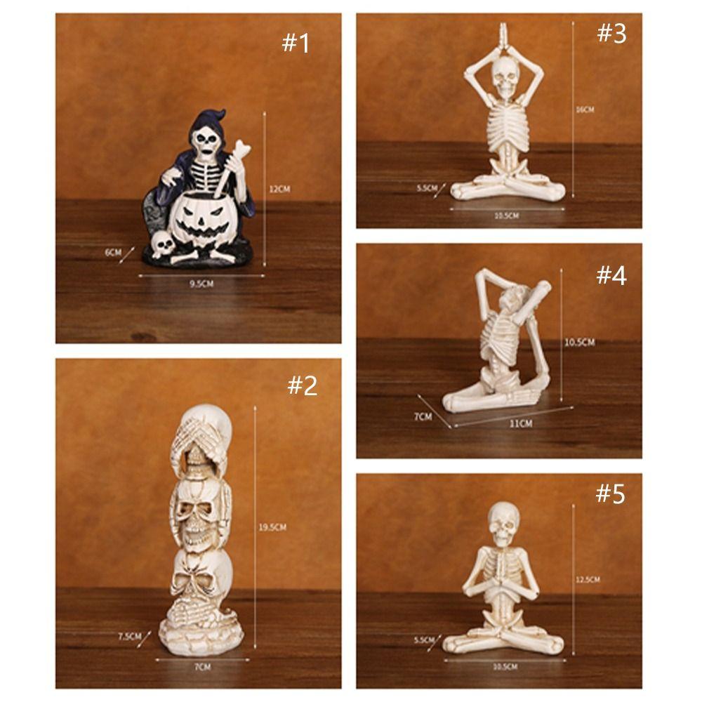 Resin Mini Skeleton Figurines Realistic Artificial Skull Model  Halloween Decor Gifts