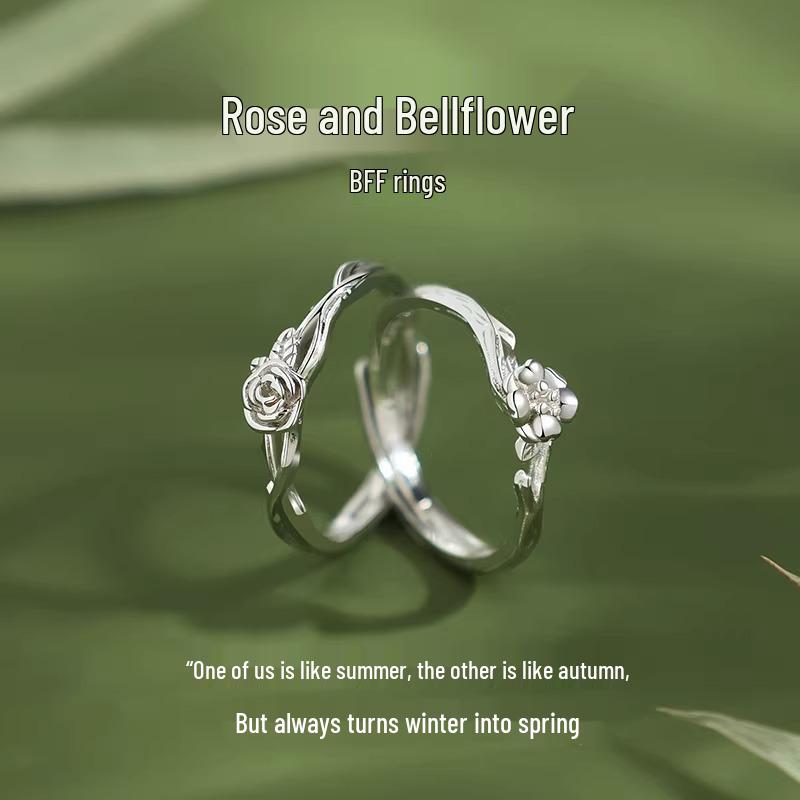 Rose & Bellflower Ring: Elegant High-End Design, Perfect Gift for Couples & Sisters Rose Ring