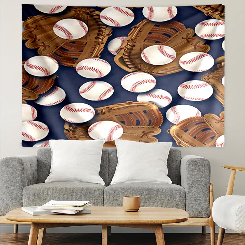Baseball Print Tapestry, Backdrop, Easy Setup, Ideal for Bedroom, Office & Living Room, with Aesthetic Wall Hanging Decor.