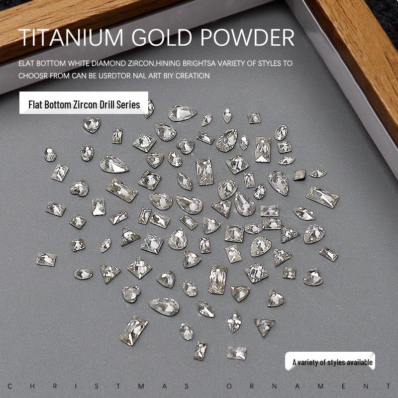 

Zircon Nail Art: 50pcs 5A White Marquise, Teardrop, Heart, Square Flat Bottom Rhinestones