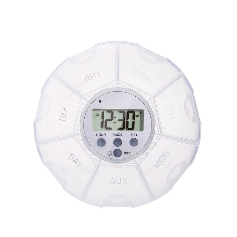 Electronic Timed Pill Box with Pre-recorded Alarm Reminder for Medication
