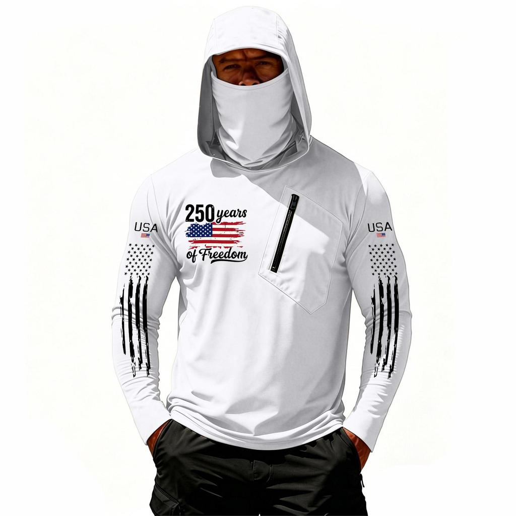 Camiseta Casual con Capucha de Manga Larga para Hombre con Protección Solar