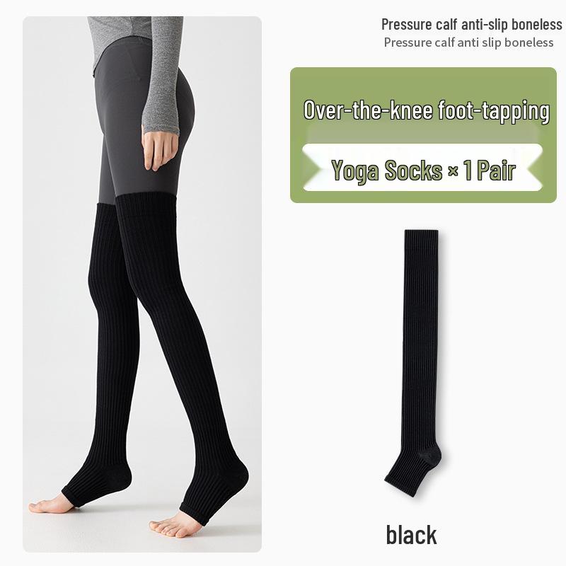 Women's Solid Color Over-the-Knee Yoga Socks - Warm, Autumn/Winter Leg Warmers, Slouch Pilates Fitness Socks