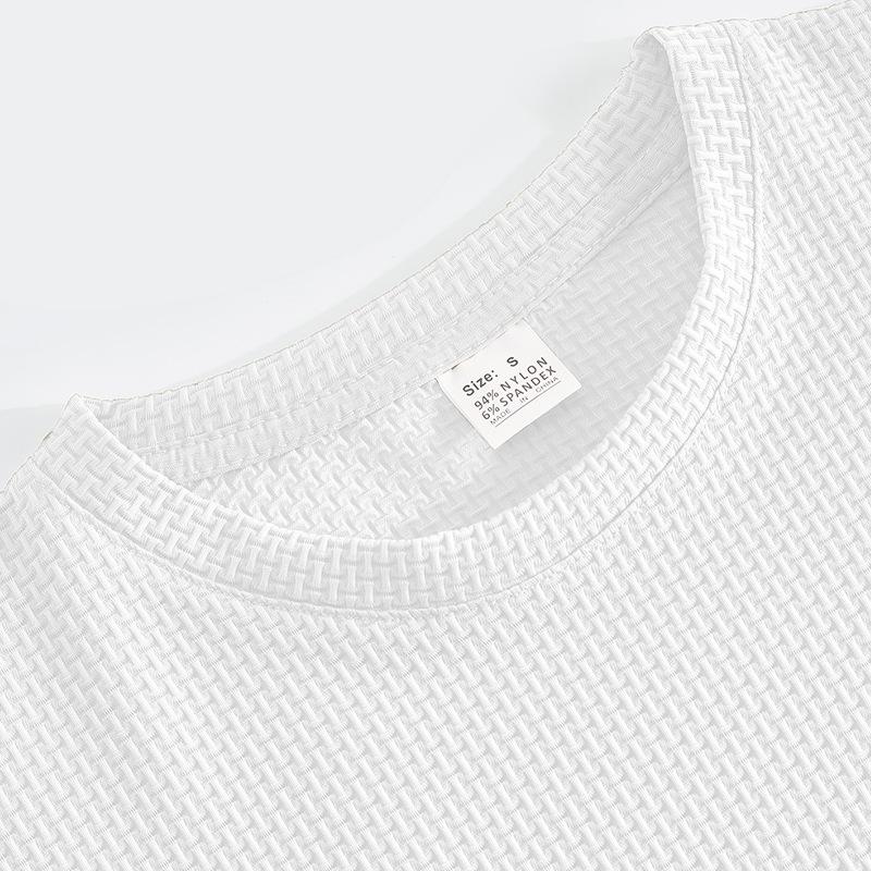 Men's Basic Waffle Knit Tee Short Sleeve Crew Neck Shirt