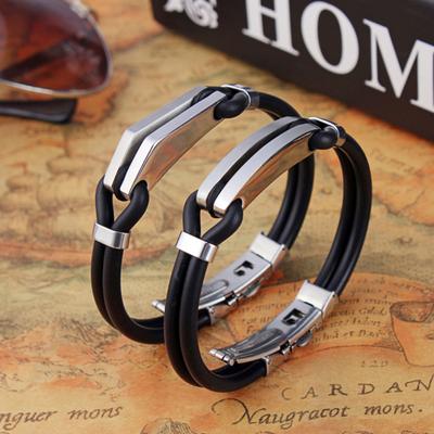 Modisches Damen Herren Gravur Titanstahl Silikon Armreif Armband Paar Geschenk
