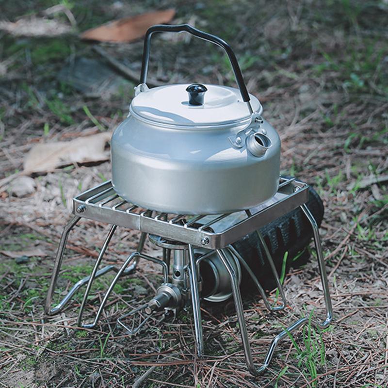Folding Campfire Grill Stainless Steel Striped Barbecue Grill Holder Portable Stove Stand Bracket for Outdoor Camping