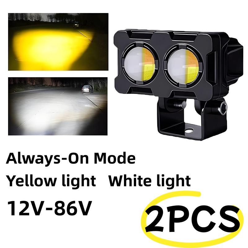 1/2Pcs Dual Color Motorcycle Headlight Fog Lamp Motorcycle Led Fog Lights Double Led Mini Driving Light