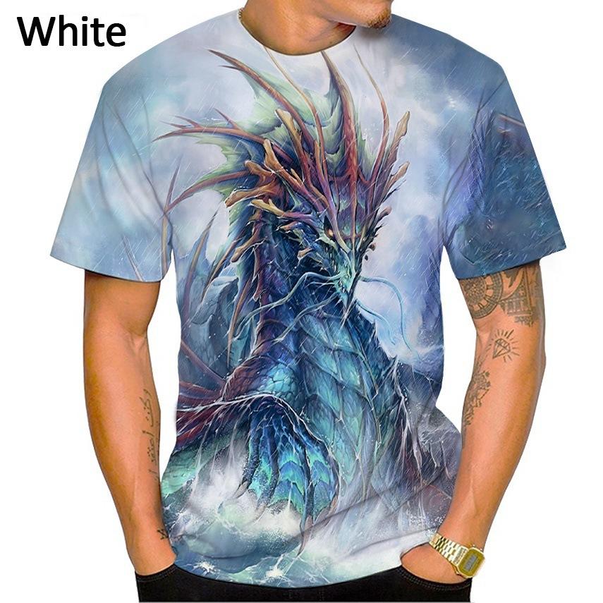 Summer Round Neck Dragon Series 3D Print Top Fashionable Casual Short Sleeved Men's T-shirts