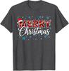 Funny Merry Christmas Buffalo Plaid Santa Hat Unisex Women TShirt Xmas Costume Novelty Gift Festive Santa Hat and String Lights