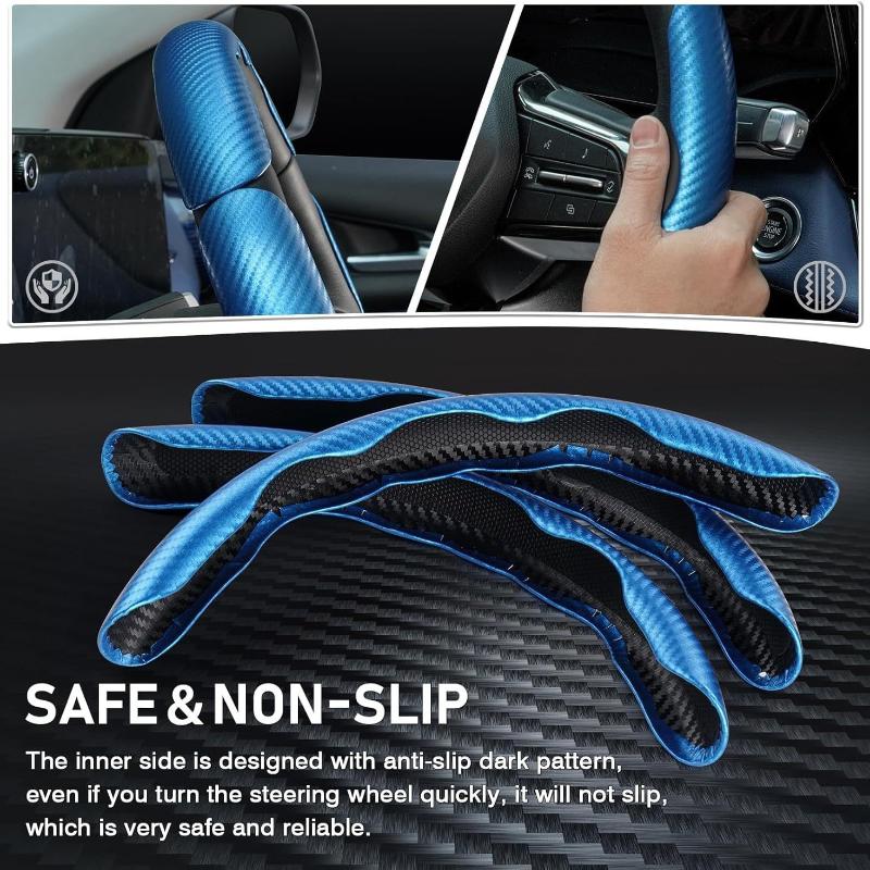 2Pcs Car Steering Wheel Covers Booster Micro Fiber Leather Auto Interior Decorative Accessories Glossy Carbon Fiber Looking