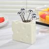 Ceramic Cheese Jar & Dessert Fork Set
