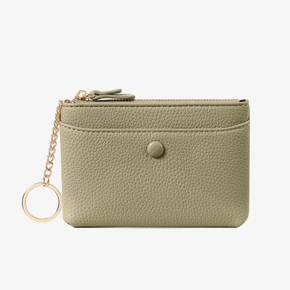 Pure Color Litchi Pattern Wallet Zipper Change Bag Card Pocket Mini Coin Purse Man