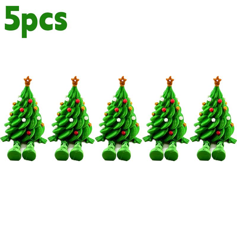 1/10pcs Green Christmas Tree Ornaments 3D Printed Funny Xmas Tree Decoration Supplies Colorful Joint Movable Shaped Gifts