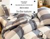 Muji-Inspired Plaid Water-Washed Cotton Duvet Cover Set - Minimalist Brushed Four-Piece Bedding Set