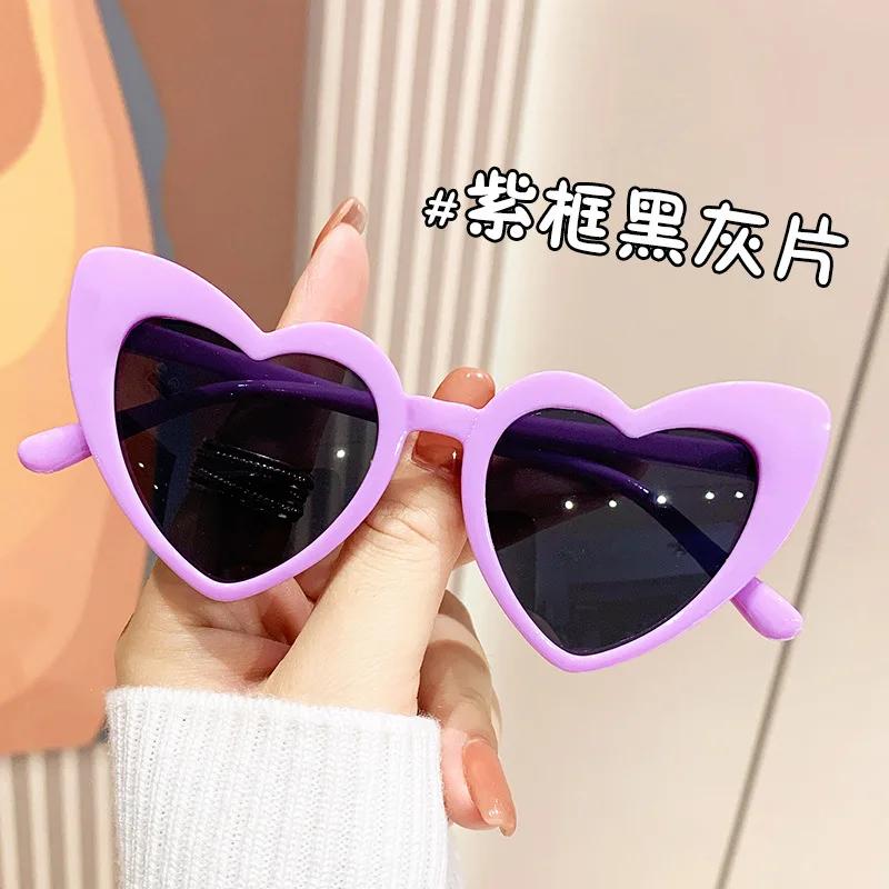 New Children Heart Shape Sunglasses UV400 Protection Large Frame Cute Girl Fashion Designer Sun Glasses Outdoor Baby Eyewear