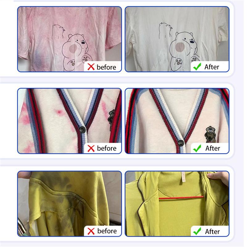 White Clothes Whitener Stain Remover Yellowing Treatment Fabric Brightener & Color Reviver Laundry Whitening Agent