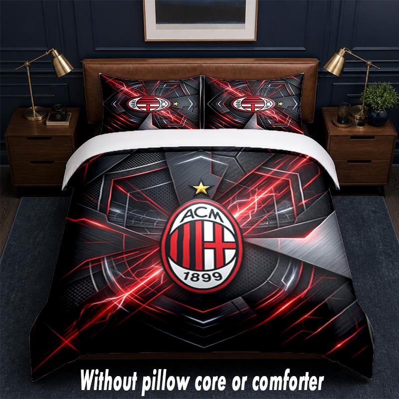 AC Milan Design Pościel Zestaw pościeli 1 poszewka na kołdrę + 2 poszewki na poduszki Miękka oddychająca domowa pościel