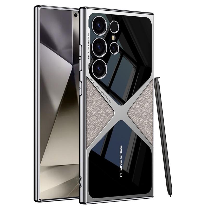 Premium Electroplated Vegan Leather Phone Case Galaxy S26 Ultra S25 S24 With Magnetic Mount Shockproof