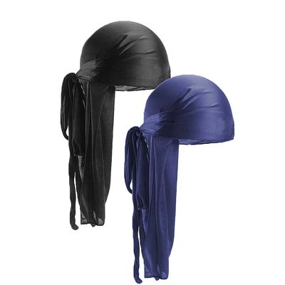 2 Pcs Silky Satin Durags for Men Designer Long Tail Beanies Doo Rags Caps Du-rags for Women Silk Satin Tie Do Rags Cap for Waves