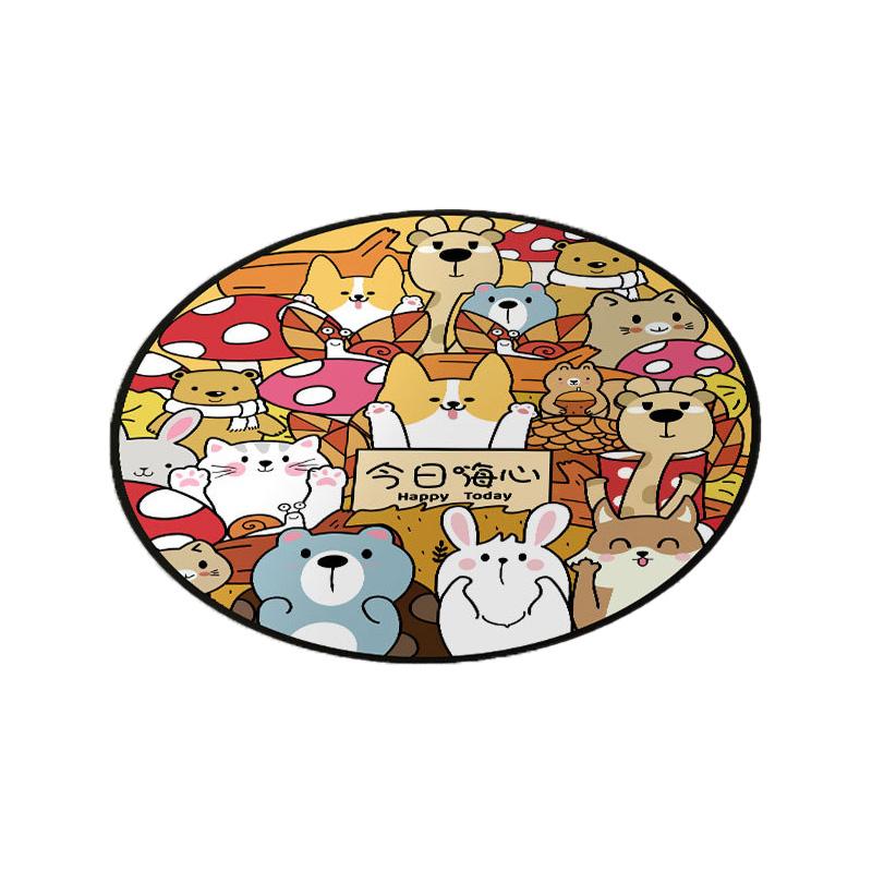 

1шт напольные наклейки нескользящие ПВХ ковер у кровати спальня круглая наклейка на пол с изображением животных мультяшное украшение для дома 60*60