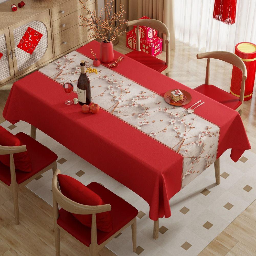 Thickened Chinese-style Tablecloth PVC Tea Table Cover Dessert Table Cover  Wedding