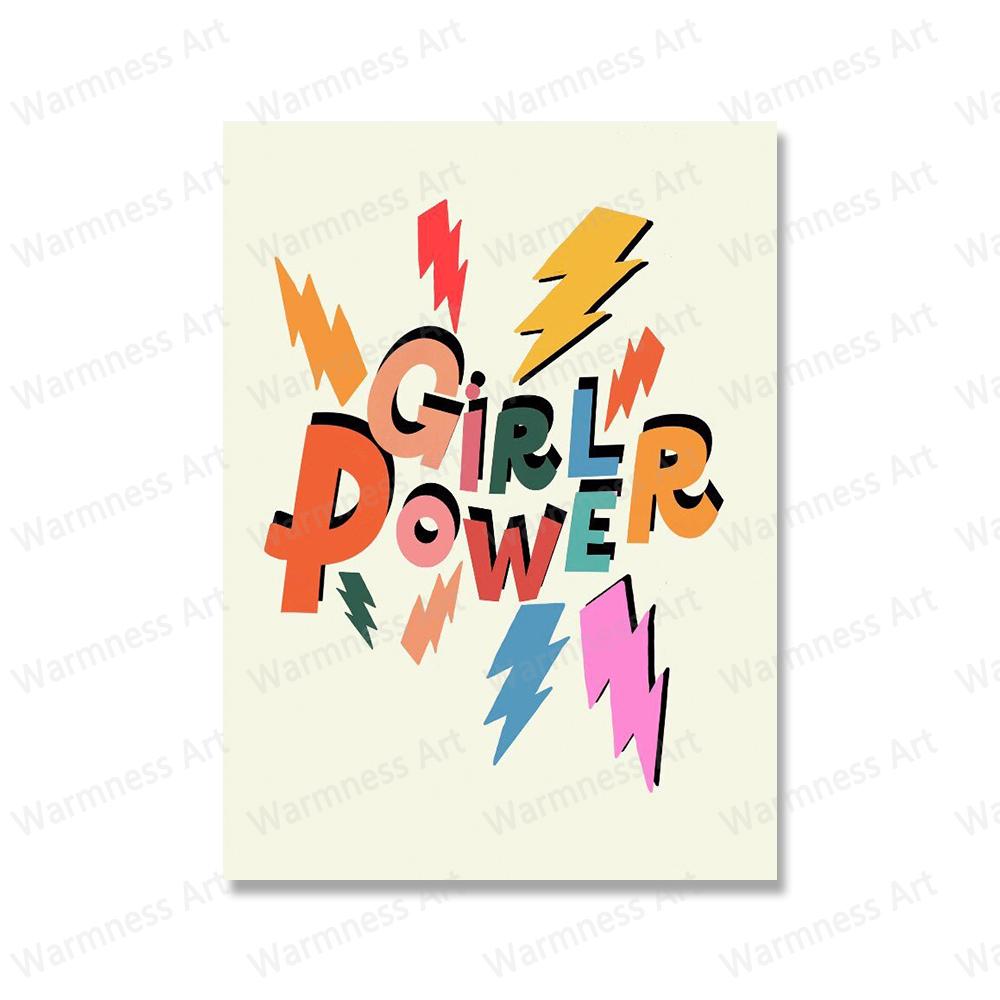 Flower Floral Mermaid Canvas Posters Nursery Wall Art Print Have a Happy Day Girl Power Quotes Painting for Kids Room Home Decor