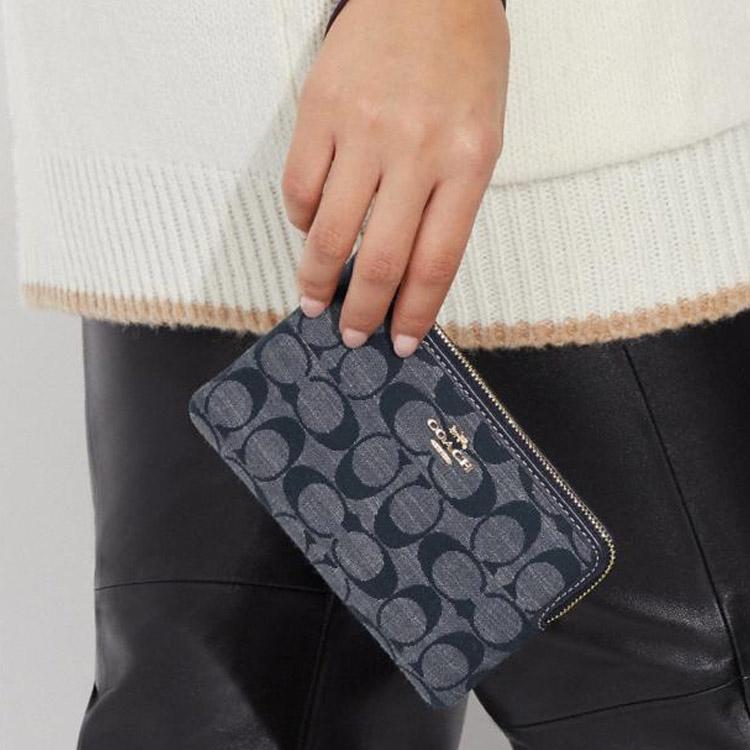 Coach Nolita 16 Classic Monogram Zip Closure Fabric Wristlet Clutch Small Women clutch Denim-Blue CH371-IMDEI