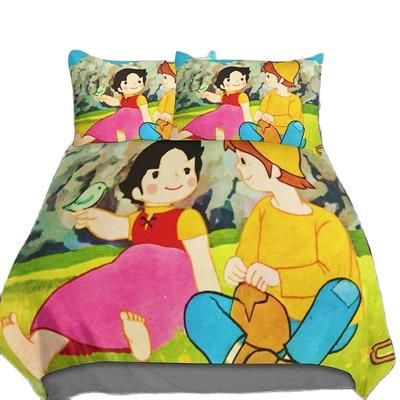 Ropa de cama de Heidi, la niña de los Alpes, juego de cama de Heidi, juego de funda nórdica de Heidi y su familia, decoración de dormitorio