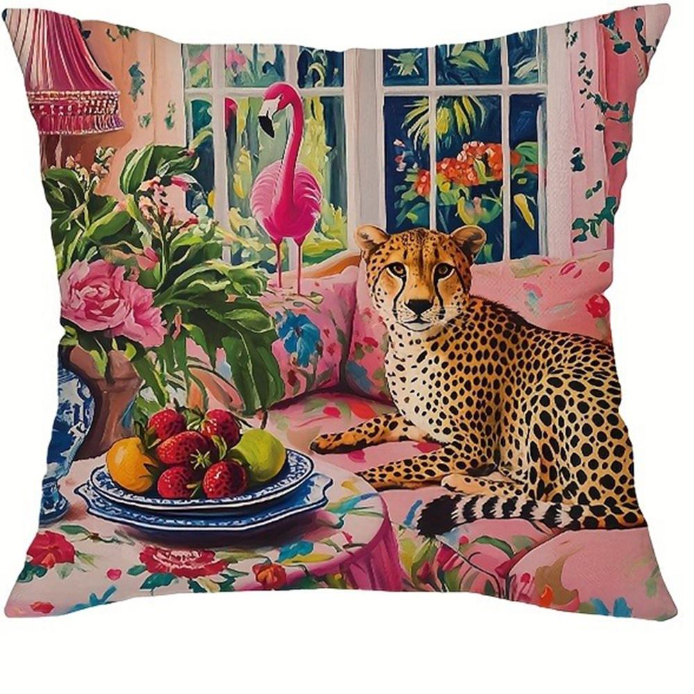 Leopard Flower Flamingo Pattern Printing Pillowcase Home Room Decoration Pillow Cover Living Room Sofa Cushion Cover