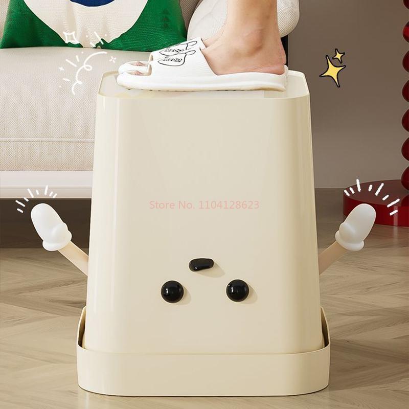 Trash Can Lightweight Cartoon Sturdy Household Large Capacity Trash Can Cute Garbage Bin For Study Home Office Kitchen Bedroom