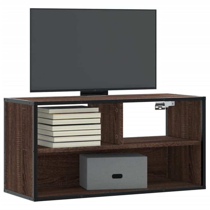VidaXL TV Stand Brown Oak 80x31x39.5 Cm Engineered Wood and Metal, TV Stand, Media Cabinet, TV Console, HiFi Cabinet, 848928