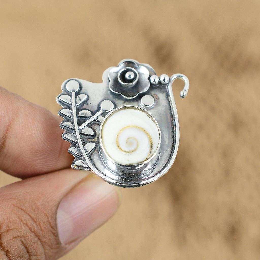 Sterling Silver Shiva Eye Shell Gemstone Flower Promise Daughter Ring Jewelry