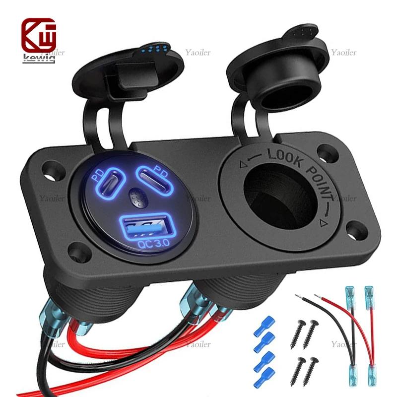 

Kewig Новое поступление Разветвитель прикуривателя 12 В Двойной QC3.0 и PD зарядное устройство Адаптер питания Розетка для автомобиля Мотоцикла Скутера