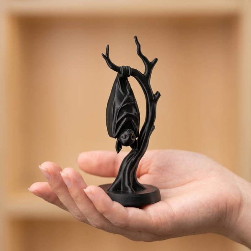 Bat On Dead Branch Figurine,3D Printe Gothic Sculpture For Halloween Party Decor,Spooky Ornament For Desk Bookshelf Display Gift