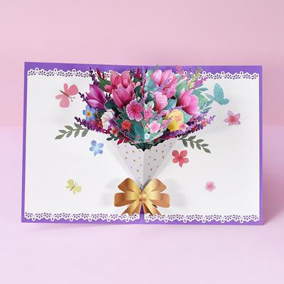 3d Pop-up Greeting Cards Handmade Thanksgiving Birthday Mothers Day Floral Bouquet Cards