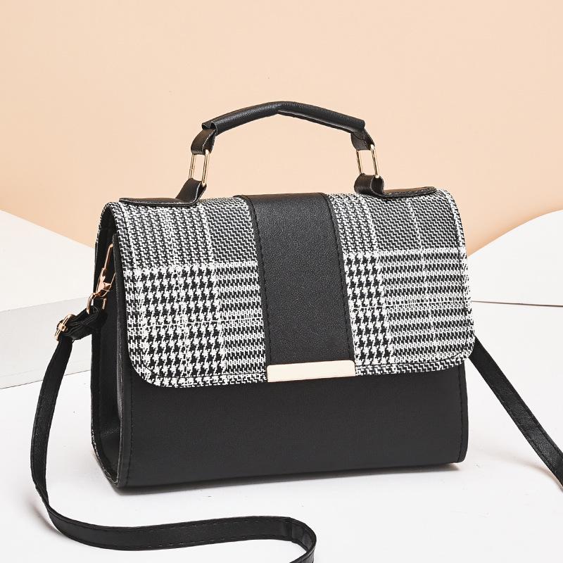 Women's Houndstooth Crossbody Small Square Bag - Fashionable Single Shoulder Bag