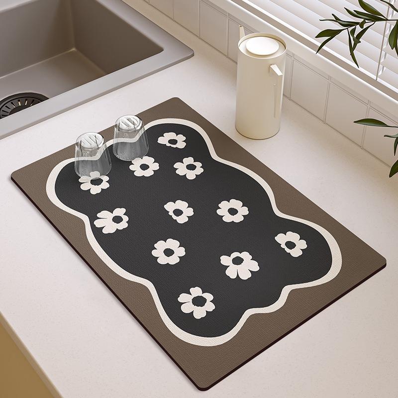 Small Fresh Kitchen Countertop Mat Dirt Resistant Heat-resistant Heat-insulating Pad Water Absorbing Quick Drying Anti Slip Pad