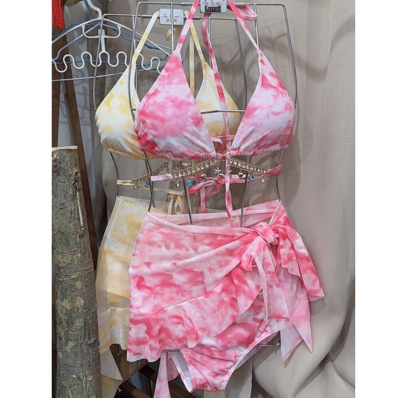 Women's Sexy Three-Piece Swimsuit: Bikini and Skirt Set for Slimming Beach Vacations