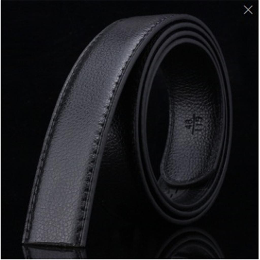 Men's PU Leather Belt Without Buckle for Automatic Buckle Waistband Perfect Fit Black Waist Ornament Waist Cincher