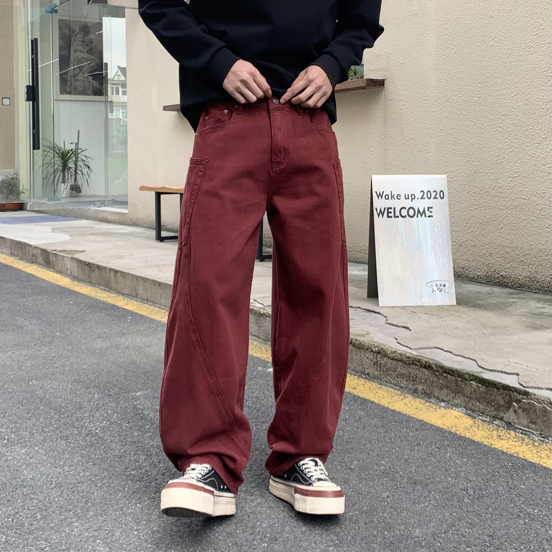 Paris style wide-leg scimitar jeans men`s