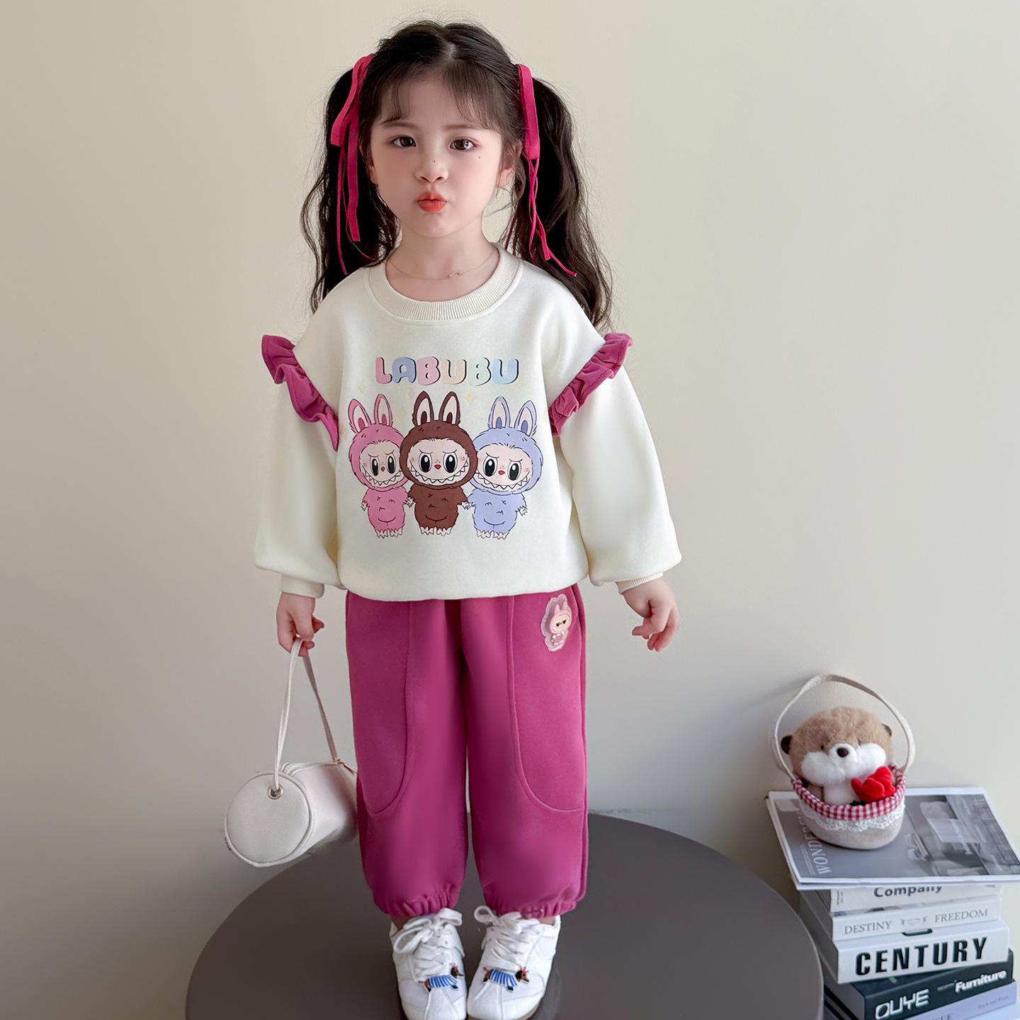 

Комплект спортивного худи Labubu для девочек - Весна/Осень 2025, Повседневная одежда для малышей 100cm