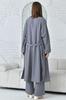 Women's Fashion Big Size Green Slit Woven Trousers and Jacket Double Set