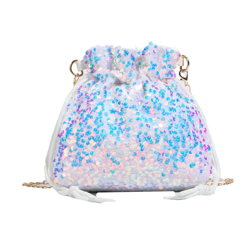 Sequin Fashion Colorful Design Women Casual Drawstring Bucket Bag For Use Daily